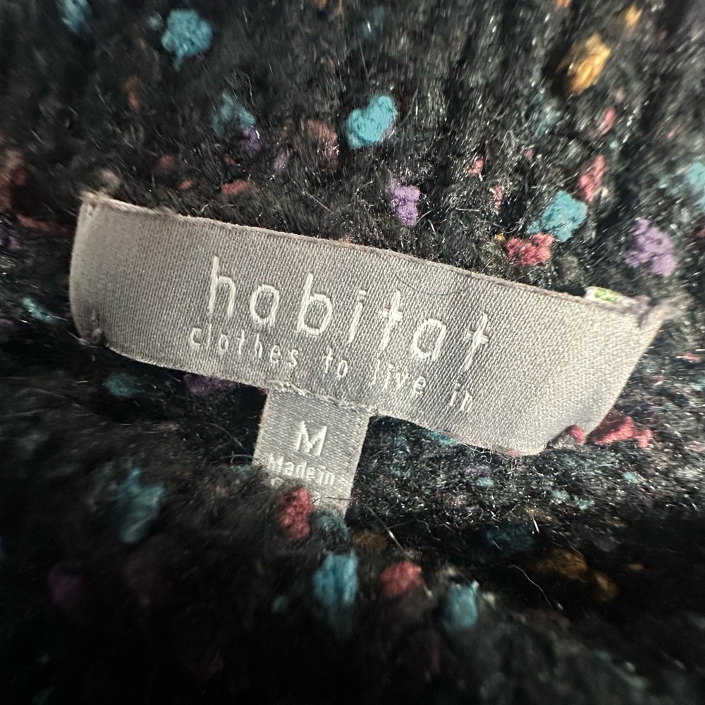 HABITAT Black Confetti Crewneck Pullover Sweater Sz M - Picture 2 of 5